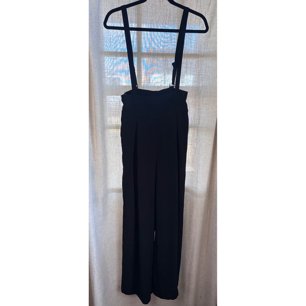 Halara Black Wide Leg Suspender Pants High Waisted Smocked Back Size M NWT
